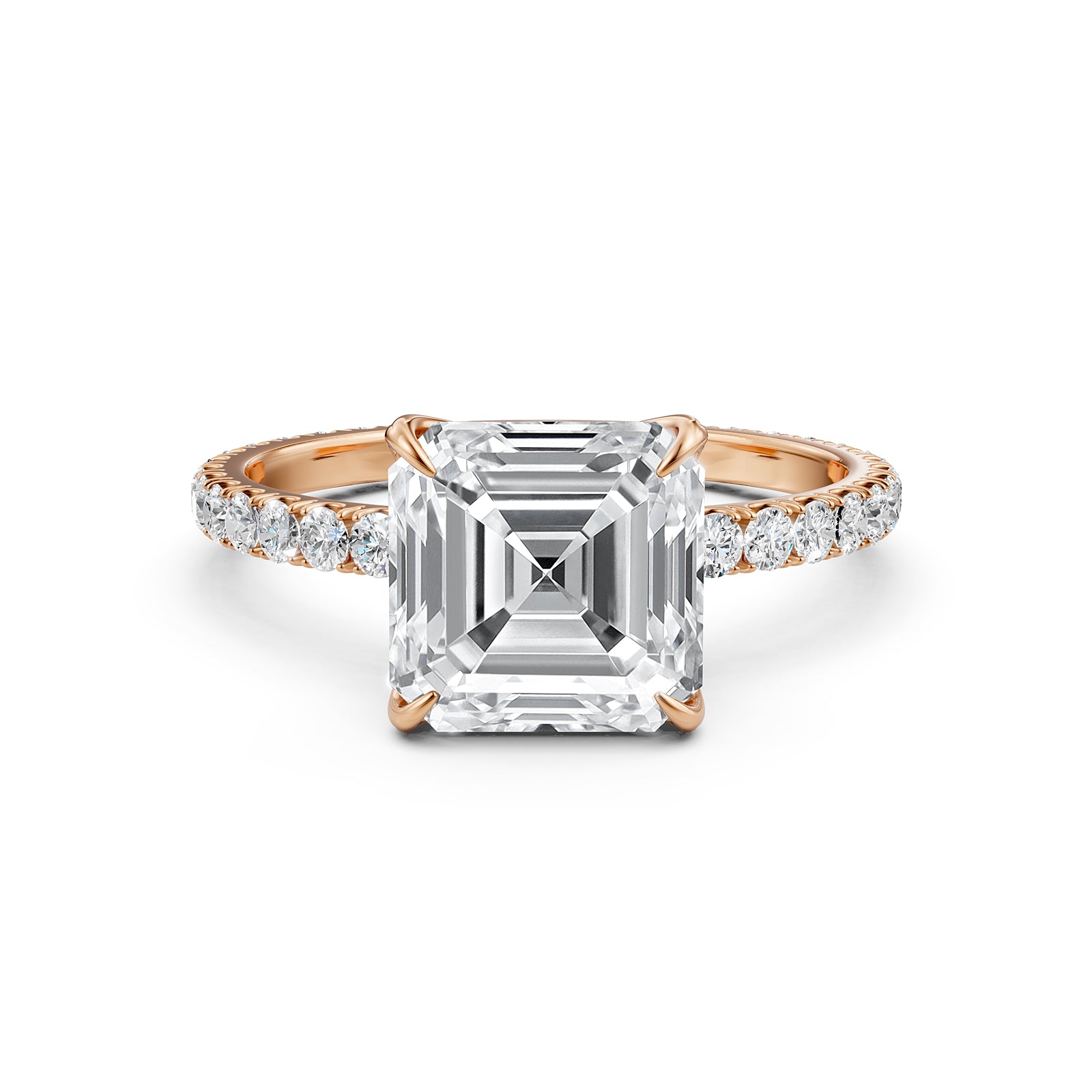 Asscher Diamond Engagement Ring crafted in 14k White Gold